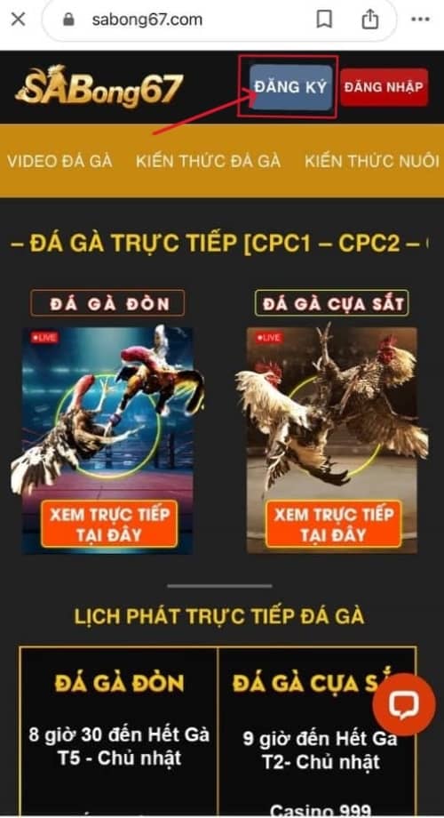 Nhấn nút Đăng Ký tại giao diện Sabong67 Nhấn nút Đăng Ký tại giao diện Sabong67